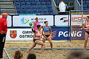 Deutsch: Beachhandball Europameisterschaften 2019 (Beach handball Euro); Tag 5: 6. Juli 2019 – Frauen, Platzierungsspiel für die Ränge 17–20, Nordmazedonien-Slowenien 0:2 (10:13, 9:15) English: Beach handball Euro; Day 5: 6 July 2019 – Placement Match/Cross Match for rank 17–20 Women – North Macedonia-Slovenia 0:2 (10:13, 9:15)