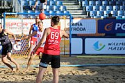 Deutsch: Beachhandball Europameisterschaften 2019 (Beach handball Euro); Tag 4: 5. Juli 2019 – Männer, Viertelfinale, Russland-Polen 2:0 (30:22, 19:18) English: Beach handball Euro; Day 4: 5 July 2019 – Quarter Final Men – Russia-Poland 2:0 (30:22, 19:18)