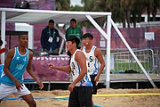 Deutsch: Beachhandball bei den Olympischen Jugendspielen 2018; Tag 5, 10. November 2018; Jungs, Platzierungsrunde - Chinese Taipei (Taiwan)-Mauritius 2:0 English: Beach handball at the 2018 Summer Youth Olympics at 11 October 2018 – Boys Consolation Round – Chinese Taipei-Mauritius 2:0