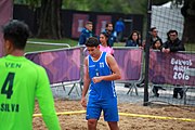 Deutsch: Beachhandball bei den Olympischen Jugendspielen 2018; Tag 6, 11. Oktober 2018; Jungen, Platzierungsrunde - Venezuela-Italien 2:0 English: Beach handball at the 2018 Summer Youth Olympics at 11 October 2018 – Boys Consolation Round – Venezuela-Italy 2:0