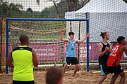 Deutsch: Beachhandball bei den Olympischen Jugendspielen 2018; Tag 6, 12. Oktober 2018; Jungen, Platzierungssspiel Ränge 9-10 – Chinese Taipei (Taiwan)-Uruguay 2:1 English: Beach handball at the 2018 Summer Youth Olympics at 12 October 2018 – Boy's Placement Match 9-10 – Chinese Taipei (Taiwan)-Uruguay 2:1