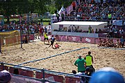 Deutsch: Beachhandball bei den Olympischen Jugendspielen 2018; Tag 4, 10. Oktober 2018; Jungs, Vorrunde, Gruppe B - Italien-Argentinien 1:2 English: Beach handball at the 2018 Summer Youth Olympics at 10 October 2018 – Boys Preliminary Round Group B‎ – Italy-Argentina 1:2