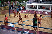 Deutsch: Beachhandball bei den Olympischen Jugendspielen 2018; Tag 5, 10. November 2018; Mädchen, Hauptrunde - Chinese Taipei (Taiwan)-Niederlande 1:2 English: Beach handball at the 2018 Summer Youth Olympics at 11 October 2018 – Girls Main Round – Chinese Taipei (Taiwan)-Netherlands 1:2