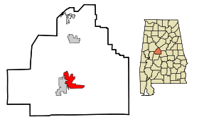 Bibb County Alabama Incorporated and Unincorporated areas Centreville Highlighted.svg