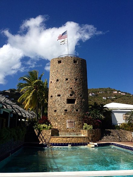 Blackbeard's Castle (Skytsborg) was built on Government Hill in 1679 and is today a U.S. National Historic Landmark.