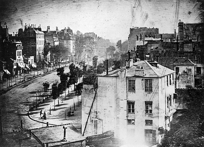 Бульвар дю Тампль в Париже. Дагеротипия, 1838