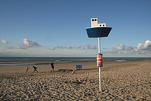 The boat in the clouds - Beach of Bray-Dunes (Nord), France.