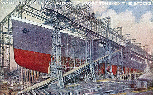 Britannic in the shipyard before her launch
