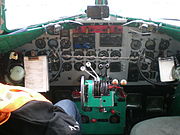 Cockpit of Buffalo Airways DC3 at Yellowknife. This is the first aircraft purchased by "Buffalo" Joe McBryan.