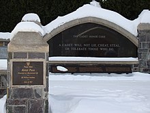 Class of '57 honor memorial on which the honor code is inscribed Cadet Honor Plaze USMA Dec 2008.JPG