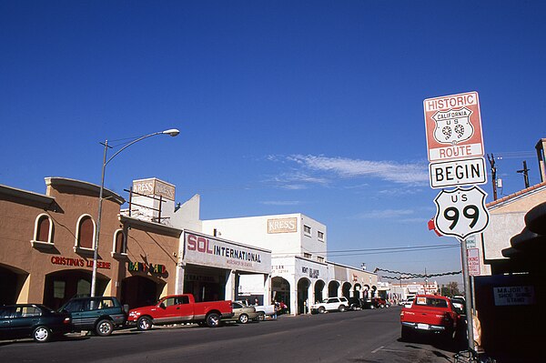 Historic southern terminus of US 99 in Calexico, CA