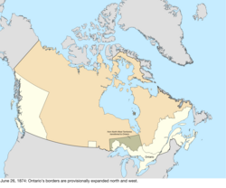 Kart over endringen til Canada 26. juni 1874