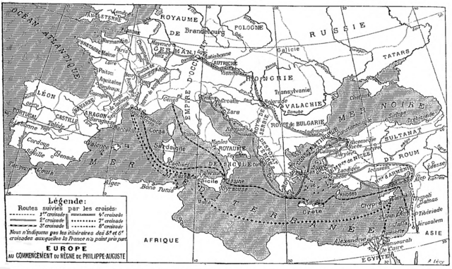 Carte des croisades avec participation des Français.png