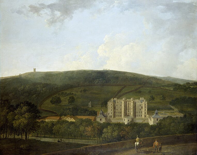 File:Chatsworth House, Richard Wilson - A view of Elizabethan Chatsworth (oil on canvas) - (MeisterDrucke-1404942).jpg