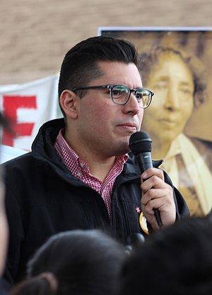 Chicago Alderman Carlos Ramirez-Rosa speaks at Lucy Gonzalez Parsons honorary street sign event.jpg