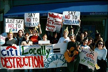 Demonstrators in front of the Delawar...