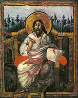 Karolinški portret evanđelista u grčko-bizantskom realističnom stilu, vjerpjatno od grčkog umjetnika,kasni 8. vijek.[30]