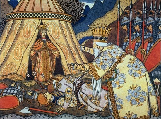 Ivan Bilibin's illustration to The Tale of the Golden Cockerel.