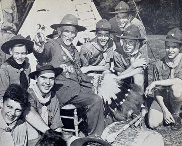 Daniel Beard in later life, with Boy Scouts