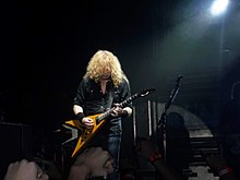 Mustaine performing at Curitiba, Brazil in 2016, on the Dystopia world tour