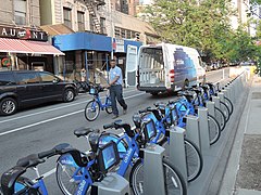 Bike delivery to station by van Delivering Citi Bike 360 W54 St jeh.jpg