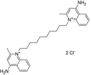 <span class="mw-page-title-main">Dequalinium</span> Chemical compound