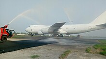 ER-BAT recibe el saludo del agua en el aeropuerto de Amritsar