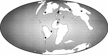 Liitukauden pterosauruskokoonpanojen paleobiogeografinen kartta