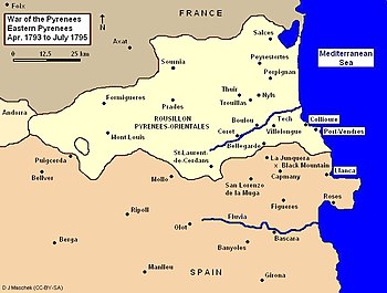 War of the Pyrenees, Eastern Pyrenees Eastern Theater Pyrenees War 1793 to 1795.jpg