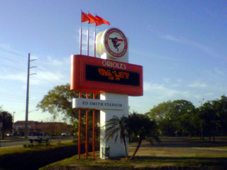 Ed Smith Stadium Baseball field in Sarasota, Florida, USA