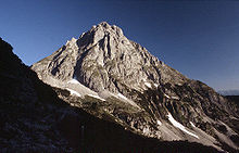 The Ehrwalder Sonnenspitze (2,412 m) from the Coburger Hut