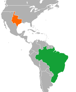 Map indicating locations of Empire of Brazil and Republic of Texas