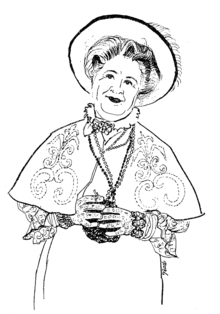 A 1963 drawing of Felicia Braun, who plays Queenie, the monologist. She dances with a number of make-believe men. Felicia Braun as Queenie in The Days of '98 Show 1962 drawing.png