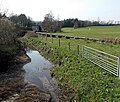 Thumbnail for File:Field gates and a pipeline at the edge of the Ewenny River, Ewenny - geograph.org.uk - 4326550.jpg