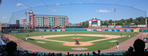 A Double-A baseball game between the New Hampshire Fisher Cats and Altoona Curve at Delta Dental Stadium in Manchester, New Hampshire, in August 2016 Fisher Cats vs. Curve - August 21, 2016.png