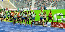 Boniface Kiprop, wearing number 116, during a race