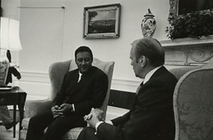 Nimeiry with US President Gerald Ford in the White House, 1976