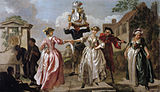 Dancing milkmaids, c. 1735. The Milkmaid's Garland, Humours of May Day, Reigen der Milchmädchen, or das Manifest