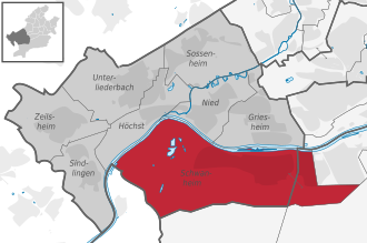 Carte situant le quartier (en rouge) au sein l'arrondissement (en gris foncé) et du reste de la ville (en gris clair)