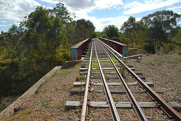 Railway over the Gawler River bridge near the beginning of the route (2012)