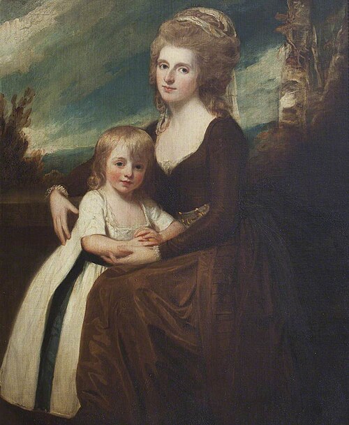 Frances, Baroness Brownlow and her eldest son John, double portrait by George Romney