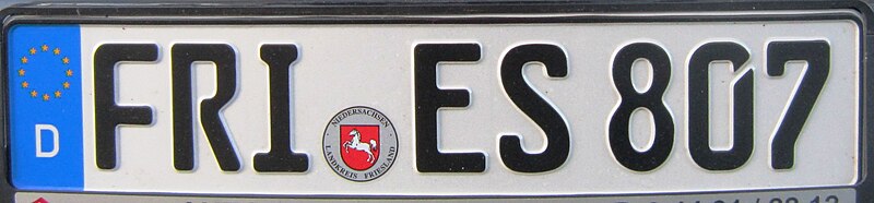 File:Germany Landkreis Friesland license plate FRIES.jpg