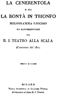 Pagina de titlu a libretului, Milano 1817