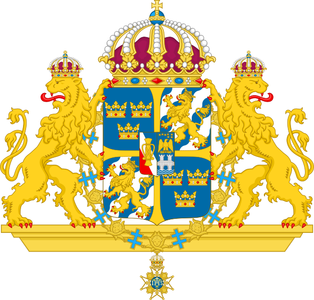 File:Great coat of arms of Sweden (without mantle).svg