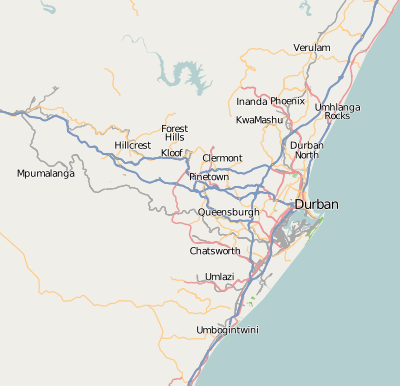 Mapa de localización de Gran Durban