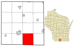 Location in Green County e lo stato del Wisconsin.