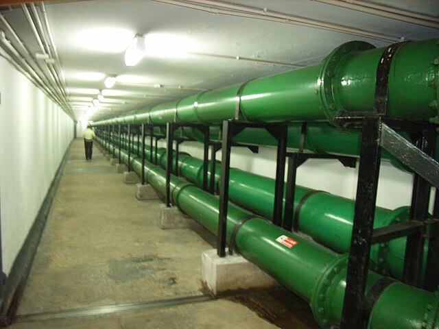 Seawater pipes of The Excelsior hotel system in Hong Kong.