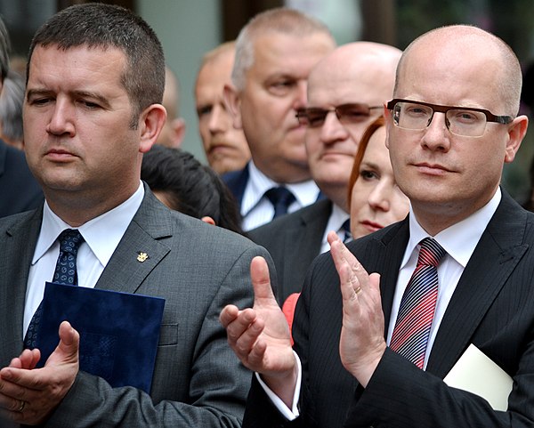 Former party leader and prime minister Bohuslav Sobotka (on the right) and the next former party leader and interior minister Jan Hamáček