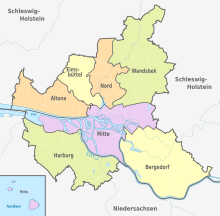 Hamburg, administrative divisions (+districts -boroughs -pop) - de - colored.svg