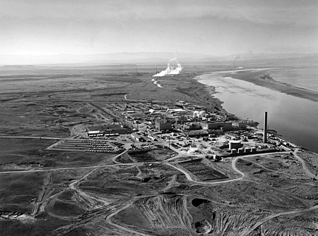 The N-Reactor at the Hanford site along the Columbia River. Hanford N Reactor adjusted.jpg